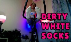 Lady Angela dirty white socks extra sweaty after a long exercise workout clothes
