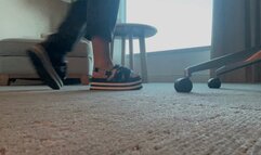 Fuzzy sandals in a hotel