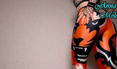 PAWG in spandex leggings Spanked her ass and rode a Big Ribbed Dildo