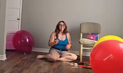 Teasing and playing with balloons topless in crotchless panties, cum with me when they pop!