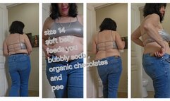 SIZE 14 SOFT BELLY FEEDING YOU BUBBLY SODA ORGANIC CHOCOLATE AND PEE