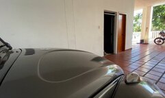 Jarlyn turns on the old Volkswagen beetle in the morning to go with her friend to the supermarket part 1