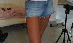 Giantess Charn crushes a 1967Pontiac GTO toy car crush in sexy wedges ground view