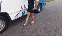Pumping pedal with big heels trying to get truck started (3)