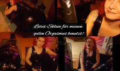 Dominatrix uses Latex Slave with Gasmask for her Orgasm - Breathplay - Rubber