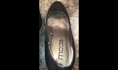 Friday Night Fucking as Deb Dolls Up In Black Lingerie and Bronze Moda Stiletto Spiked Heel Pumps