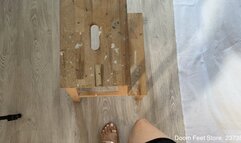 I call my slave to lick my sweaty stinky feet and toes in sandals after a long walk part 1