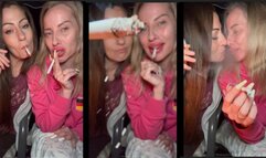 2 addicted girls blow smoke on u and ash on u (POV)