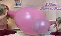Blow to Pop Tease of two Pink Balloons