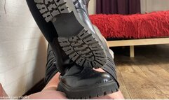 Trampling and stomping with rough soled boots