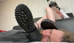 Long and sexy face as footsool under My heavy sandals and total ignore for My pathetic bitch