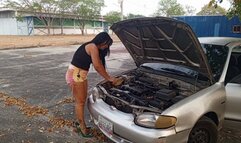 Pumping pedal with stiletto heel after repairing my car (3)