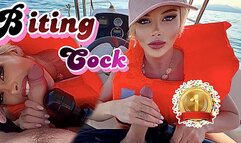 Biting my submissive boyfriend on a boat