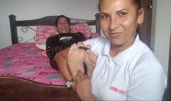 Mature Yexica Tickle Torments Poor Yessie's Helpless Bare Soles!