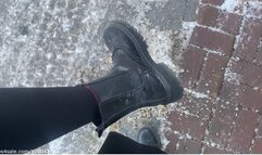 Face trampling and muddy salty boots worship