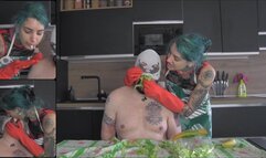 LILLI BAYLE - Feeding the slave - Constrained feeding, spitting, eating chewed food, humiliation