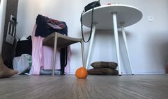 Crush yellow tomato barefeet!