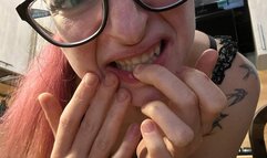Emma bites her dirty nails with great enthusiasm - part 4