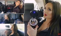 Smoking in the back seat of a car