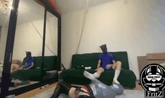 latex puppy tied up a latex slave with duct tape and made him sniff his dirty socks 1080FHD