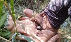 Indian young Desi girl took to the forest pressed her boobs and fucked her