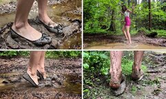 Sexy Alena Muddy ballet flats, ballet flats on slippery mud, wet ballet flats, ballet flats in mud