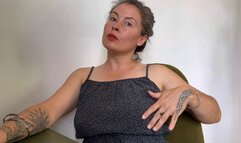 eacher plays with her tits