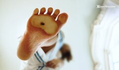 Giantess Wife crushes tiny husband with barefoot, flats & spits on him