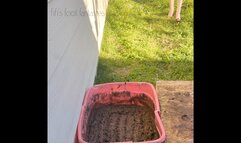 Fifi loses her red patent peep toe heels in a container of sticky deep mud replay