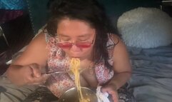 Eating a pot of pasta