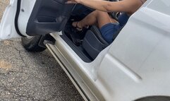 Walking in very high heels to end up pumping pedals with them (2)