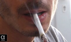 Smoking Marlboro Gold 100s USA closeup