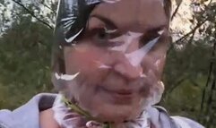 Outdoor plastic bag breathplay - running