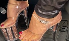 Pedal pumping and then I let my feet hang very high heels (2)