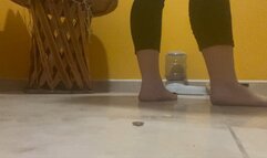 Barefoot dirty feet walking