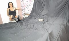 Thigh High Boot Clad Double Crossing Danni tapes up Charlie! MOV version