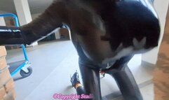 Latex Girl with Z-Cup Monster Breasts Masturbates Huge Dildo Sucks Dick Exposes Labia Rings in Public Near Busy Road - Part 5