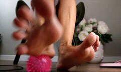 Foot play with pink ball AVI