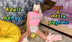 DIAPER: Adult baby Mia Mimi wet and messy playtime(1080p)
