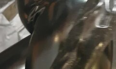 Latex fetish and Big dildo