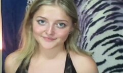 18YO BLONDE BABE WITH BIG BLUE EYES DOES PORN KISSING & SUCKING DICK