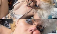 NOSE FUCK WITH COCK AND NIPPLE CLAMPS ON NOSE GOTH GIRL JOI