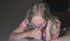 Nightgown & Glasses: Sucking Him to Completion!