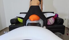 Marianna blows up balloons with her inflatable whale PART 2