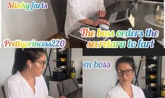 The boss orders the secretary to fart