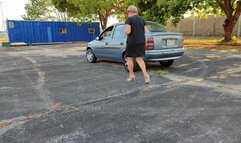 Angelin starting car and pumping pedals in heels and pantyhose (1)