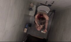 Emma has an upset stomach in the toilet, top view, combing her hair, running out of toilet paper - part 37