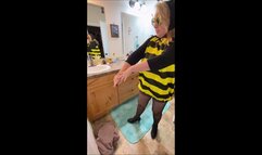 Fucking a Bumble Bee as Deb Wears Her Halloween 2021 Costume With Black Stockings & Bandolino Ankle Boots 2 (10-27-2021)