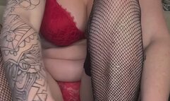 Foot Play in Fishnet Stockings