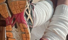 Asics Kayano and slouch socks under the table - Shoe Fetish and Sneaker fetish - Take place under the table beneath my well worn sneakers - close ups - 4k